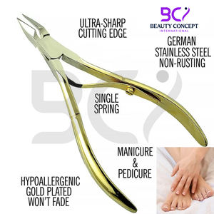 Vente en gros de pinces à cuticules courbées en acier inoxydable plaqué or, multifonctionnelles, professionnelles, durables, à large ouverture de mâchoire - Product Image 5