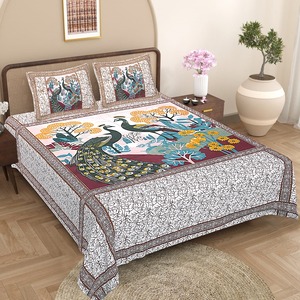 Juego de Ropa de Cama de Algodón con Diseño Estampado al por Mayor y Cubrecama Estampado a Mano, Ropa de Cama 100% Algodón con Fundas de Almohada - Product Image 1