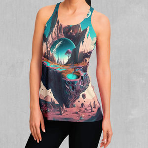 <b>Women</b> Landscape Print <b>Tank</b> <b>Top</b> Scoop Neck Breathable Casual Workout Wear 100% Polyester <b>Knitted</b> Sublimation Transfer Print - Product Image 1