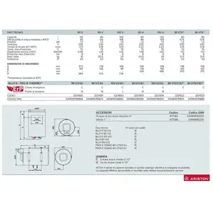 Calentador de Agua Eléctrico Ariston 80L Blu1 R 80V EU, Calentadores de Agua Eléctricos de Almacenamiento - Product Image 2