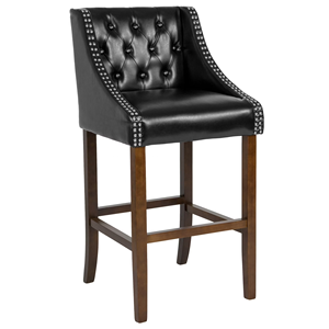 <span class=keywords><strong>Tabouret</strong></span> <span class=keywords><strong>de</strong></span> <span class=keywords><strong>bar</strong></span> en cuir PU noir capitonné commercial, pieds en bois massif avec finition noyer, chaise <span class=keywords><strong>de</strong></span> comptoir pour restaurant <span class=keywords><strong>bar</strong></span> café - Product Image 1