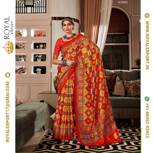 Nuevo diseñador exclusivo Pure Tusser Patola con estampado de Patola y Lagadi Patta Pallu Saree Fabricante por Royal Export en Surat - Product Image 4