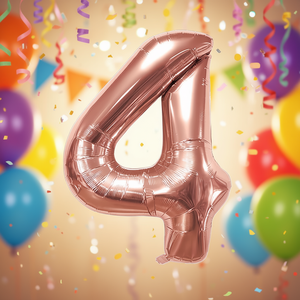 Globo de Número 4 en Oro Rosa de 80 cm, Decoración de Fiesta con Lámina Metálica - Product Image 3