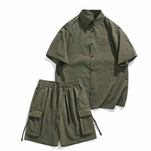 Conjunto de Shorts Casuales de Invierno para Hombre con Camiseta de Manga Corta, Tela de Terciopelo Ecológica, Chándal Deportivo de 2 Piezas - Product Image 6