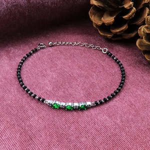 NOVAMART Fine Zarkan Linear Silver <b>Bracelet</b> Green Checkered Pattern Geometric Number Shape Gold Plating Diamond Encrusted <b>Copper</b> - Product Image 5