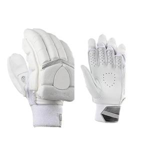 Guantes de bateo de patrón liso de cuero PU de la mejor calidad Color blanco Tamaño mediano Precio razonable para guantes de cricket de la India - Product Image 1