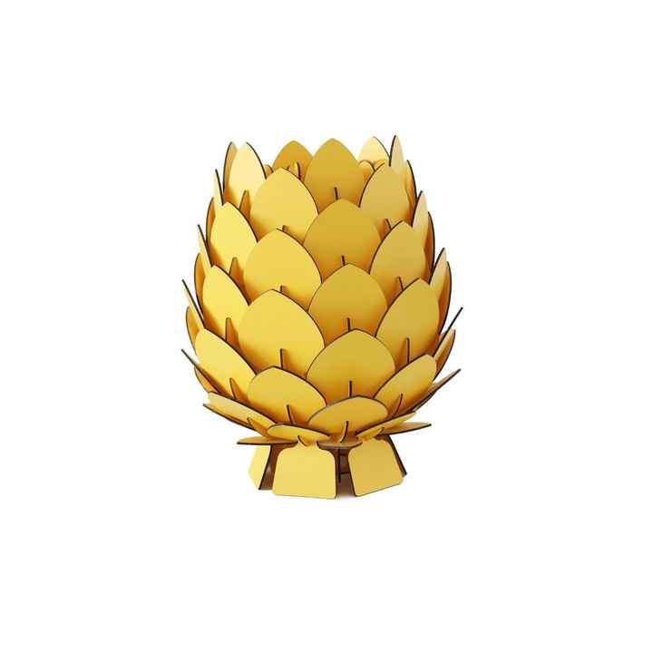 Decorative Wooden Pine Cone Lampshade Yellow