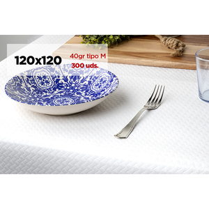 Nappe blanche 120x120cm 40gsm Type E, papier professionnel, 300 pièces, B2B - Product Image 1