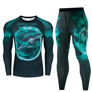 Conjunto de Rashguard de 2 Piezas con Diseño Sublimado, Cómodo, de Spandex/Nylon, para Hombre, de Secado Rápido, para Entrenamiento de MMA/BJJ, Precio al por Mayor - Product Image 1