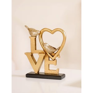 Centre de table romantique en forme de cœur d'oiseau plaqué or de luxe, pièce maîtresse pour le salon, le bureau, cadeau, décoration - Product Image 5