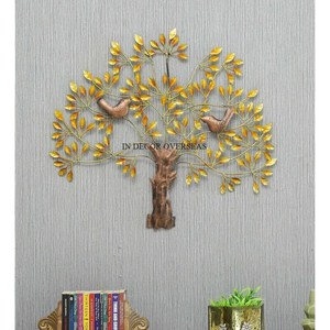 Top vente magnifique Look arbre Designer Heavy Duty métal plaqué or mur Art de fabricant indien à prix impressionnant - Product Image 1