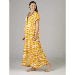 Evolove Camisón Maxi Estampado de Viscosa Liva con Botones y Cremallera para Mujer, Ajuste Holgado, Largo, Suave, Ideal para Verano - Product Image 4