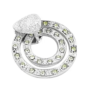 Boucles d'oreilles doubles en cristal argenté étincelant pour femmes, accessoire de bijoux élégant - Product Image 1