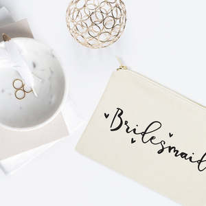 Grande trousse de toilette écologique en toile de coton pour demoiselle d'honneur, avec fermeture éclair, portable et pliable pour le voyage, élégante, avec poignée à motif lettres nationales - Product Image 3