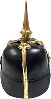 Casque Pickelhaube allemand médiéval CHk, en cuir noir et argent poli, fait main, vintage, décoration d'intérieur, pour Thanksgiving
