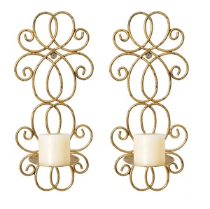 Portavelas para colgar en la pared de metal curvo de diseño único decorativo para el hogar de latón para la decoración del hogar del salón. - Product Image 5