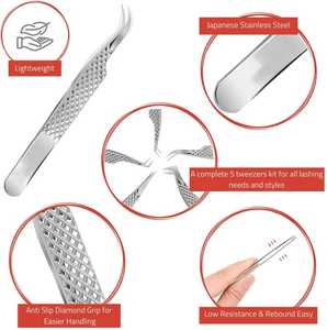 แหนบปลายขนตา90องศาทำจากสเตนเลสสตีลความแม่นยำทนทานต่อขนตาสีชมพู - Product Image 4