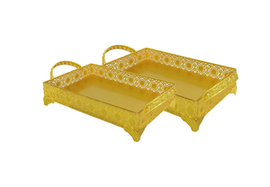 Plateau en fer argenté givré rétro simple pour servir Rectangle Banquet Barbecue pique-nique Camping Noël Ramadan cadeaux nourriture - Product Image 4