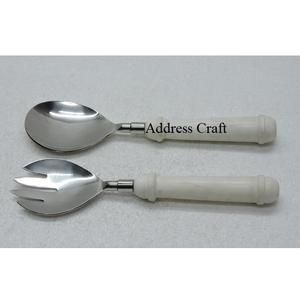 Usine prix de gros salade serveur haute qualité en acier inoxydable ustensiles de cuisine argent service cuillère fourchette ensemble Table décorer - Product Image 6