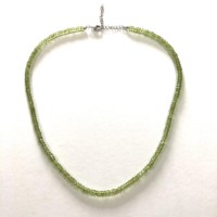 Collier de perles de pierres précieuses péridot vert naturel facetté rondelle 3mm 4mm avec fermoir en argent sterling, bijoux semi-précieux AAA pour mariage