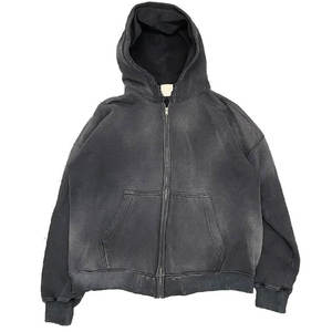 Sudaderas con capucha al por mayor desgastadas de peso pesado, jersey con parche bordado Unisex, Sudadera con capucha de gran tamaño con bordado lavado ácido para hombre - Product Image 1