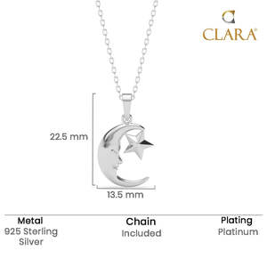 NOVAMART Fine Rhodium Plated White Gold & Rose Islamic Moon Star <b>Pendant</b> Chain Necklace with <b>Emerald</b> Zircon Moissanite or Diamon - Product Image 5