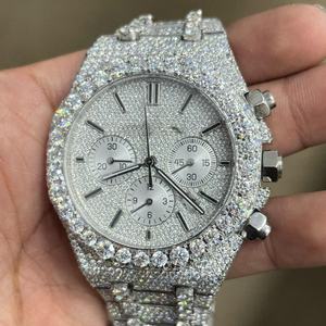 Reloj de Diamantes para Hombre al por Mayor, Caja de Acero Inoxidable, VVS1 Mossionite, Cronógrafo, Reloj de Lujo, Regalo - Product Image 4