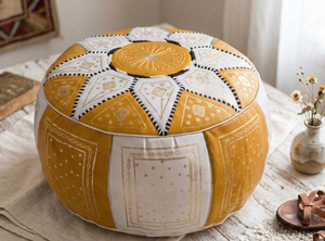 Colorful Traditional Leather Moroccan Poufs Handmade Ottoman <b>Stools</b> Outdoor Indoor Boho Home Decor for Bedroom Home Decor - Product Image 5