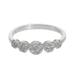 Elegante Anillo de Diamantes con Diseño Floral en Oro de 14K Chapado en Rodio con 5 Diamantes Naturales Clásicos Brillantes en Engaste de Micro-Puntas para Mujer - Product Image 2