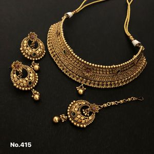 Conjunto de collar de varias capas chapado en oro real con motivos de elefante y cadenas de perlas, joyería nupcial tradicional perfecta de la India - Product Image 6