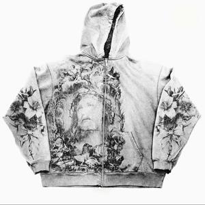 Ensemble jogging vintage personnalisé Survêtement avec fermeture éclair délavé à l'acide Survêtement Sweat à capuche unisexe et pantalon de survêtement évasé Survêtement pour hommes - Product Image 6