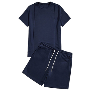 Venta al por mayor logotipo personalizado estilo de la calle transpirable ligero poliéster/algodón verano ropa deportiva camisa y pantalones cortos conjunto para hombres - Product Image 3