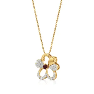 จี้รูปหัวใจมรกตและเพชรเคลือบโรเดียมสีโรสโกลด์ - Product Image 2