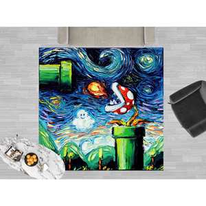 Mario Starry Night Rug: <b>Van</b> Gogh Style, Soft Decor Rug,Nonwoven Thin Rug - Product Image 2