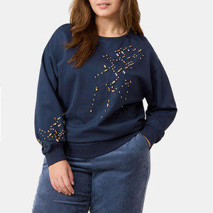 Sweat-shirt avec strass pour femmes avec un nouveau design pour le streetwear élégant Sweat-shirt respirant pour femmes avec strass - Product Image 2