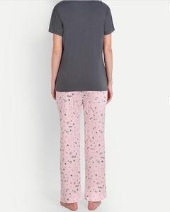 เซ็ตชุดนอนและชุดอยู่บ้าน2ชิ้นสำหรับผู้หญิงชุดนอนพิมพ์ลายคอกลมแขนยาว - Product Image 6