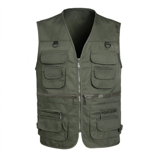 Chaleco Cargo con múltiples bolsillos de bajo precio para adultos y hombres, ropa informal de Color sólido, ropa de abrigo holgada sin mangas, chaleco Cargo - Product Image 1
