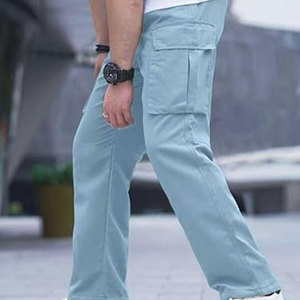 Pantalones Cargo para Hombre con Diseño Multibolsillos, Cómodos para Trabajo al Aire Libre y Uso Diario, Pantalones Joggers Azul Claro con Cordón - Product Image 5
