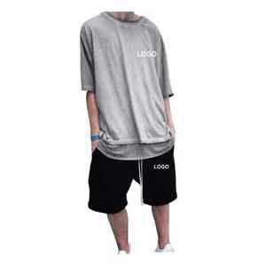 Conjunto de Camiseta y Pantalones Cortos Casuales de Verano para Hombre, Chándal Deportivo de Color, Trajes Holgados, Talla Grande, Transpirable, de Algodón - Product Image 5