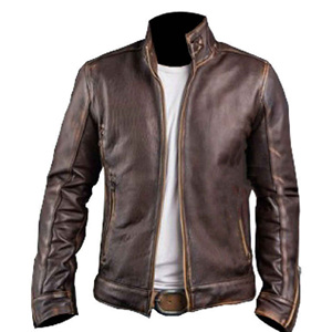 Chaqueta de Cuero de Cordero Genuino Marrón Desgastado, Diseño 2025, Venta Caliente, para Hombre, Estilo Urbano, Impermeable, Personalizable, Vintage, Invierno - Product Image 5