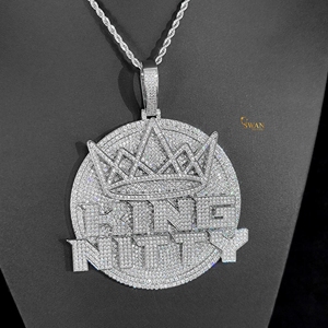 Lujo 10K oro Moissanite diamante KING NITTY colgante personalizado Iced Out Hip Hop medallón collar joyería regalo para él o ella - Product Image 4