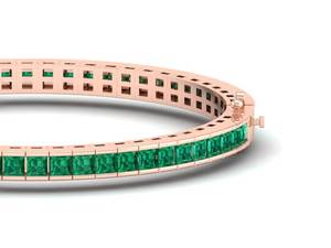 REYES Minimalist 14K Gold Princess Cut 5.1Ct Emerald Gemstone Tennis Bracelet Personalized Birthday Gift Jewelry For Her and Him - Product Image 5