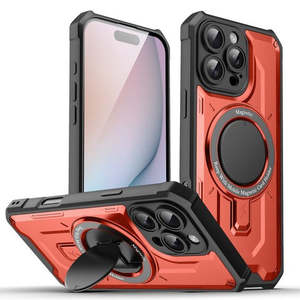 Coque iPhone 16 6.1 Tuff avec anneau magnétique et support pliable rouge - Product Image 1