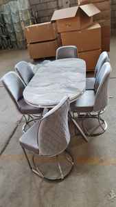 Juego de Comedor Rectangular Europeo Convertible de Madera y Metal, Diseño Moderno y Tradicional para Hogar, Apartamento, Hotel, Villa - Product Image 6