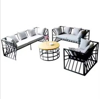 Venta caliente Hogar y sala de estar Muebles de metal Juego completo con mesa central Mesa auxiliar Mesa de centro Sofás Espacios de sala de dibujo