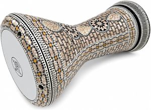 Gawharet El Fan 17.5" Tambor Egipcio Hecho a Mano con Incrustaciones de Madreperla y Medallón de Doble Estrella, Darbuka, Doumbek, Dumbek, Tabla - Product Image 4