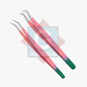 Pince à épiler professionnelle de haute qualité pour cils, en acier inoxydable premium, outils de beauté pour l'application et l'entretien des cils, Gray Rocks - Product Image 1