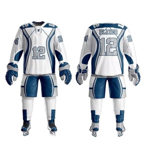 Nueva llegada uniforme de hockey sobre hielo unisex de excelente calidad y cómodos conjuntos transpirables con el nombre del equipo OEM impreso - Product Image 6