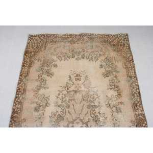 Vintage Area Rug 3.8x6.9 ft, <b>Brown</b> Green Camouflage Rug <b>Wool</b> - Product Image 5