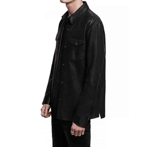 Camisa de Cuero Personalizada para Hombre, 100% Cuero, Cuello Camisero, Cierre con Botones de Cuerno, Ecológica, Resistente al Viento y Antibacteriana - Product Image 3